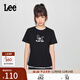 Lee25新品標準版圓領(lǐng)蝴蝶圖案印花女短袖T恤休閑潮流LWT0098704LE 黑色 M