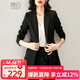 晚白【新品】通勤百搭小西裝女2025秋氣質(zhì)修身顯瘦中長(cháng)款西服外套 黑色 L