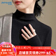 真維斯（JEANSWEST）半高領(lǐng)打底衫女2025新款加絨加厚秋冬德絨黑色內搭長(cháng)袖保暖秋衣