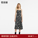 歌莉婭連衣裙女春季新款設計感黑白印花吊帶裙氣質(zhì)長(cháng)裙1C2R4K640 83D黑底印花 M