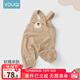 優(yōu)奇嬰兒衣服寶寶背帶褲春秋新款小童幼兒連體褲男童女童大PP褲長(cháng)褲子 萌熊背帶褲 80