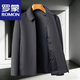 羅蒙（ROMON）羊絨夾克男士短款中年爸爸免燙商務(wù)冬裝鵝絨內膽加厚羊毛毛呢外套 2126深灰 XL 180