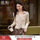 香影針織衫女長(cháng)袖2025秋裝新款套頭復古修身收腰v字翻領(lǐng)正肩上衣 米咖 M