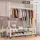 衣炫衣架落地衣帽架掛衣服落地臥室專(zhuān)用掛衣架晾衣架衣服出租屋置物架 【超粗32管】奶油白100cm 【多層分區收納】送網(wǎng)籃+鞋架+金屬輪