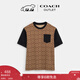 蔻馳（COACH）【禮物】奧萊男士經(jīng)典標志老花春夏款短袖T恤圓領(lǐng)純棉舒適 卡其色 經(jīng)典標志 M