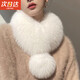 映棠韓版新款冬季圍巾女秋冬百搭大毛球仿狐貍毛圍脖毛圍巾毛領(lǐng)子圍脖 奶白色