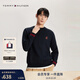 Tommy Hilfiger秋冬男女雙面針織潮流休閑刺繡鑲邊袖口寬松紅色圓領(lǐng)T恤衛衣 藏青色DW5 S