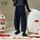 日著(zhù)原創(chuàng  )設計牛仔燈芯絨寬松休閑褲2024冬季新款復古水洗九分褲女 靜夜藍 M