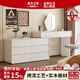 美木之家法式奶油風(fēng)梳妝臺一體斗柜可伸縮收納柜臥室轉角多功能烤漆化妝桌 1.2米桌+1.2米斗柜 實(shí)木烤漆
