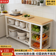 富禾廚房置物架多功能碗筷儲物架微波爐收納架大容量餐邊柜多層架子 【加厚臺面】白杉木色+白80CM 【升級加粗鋼架】