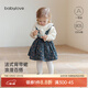 babylove嬰幼兒背帶裙女寶寶春季純棉裙子洋氣碎花半身裙春裝盧浮宮韻 盧浮宮韻 90