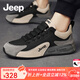 Jeep吉普男鞋2025冬季新款透氣運動(dòng)休閑鞋男戶(hù)外旅游登山厚底阿甘潮鞋 黑灰色(運動(dòng)碼) 41