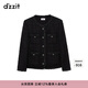 DZZIT地素粗花呢織帶外套春秋小香風(fēng)黑色珠片繡設計 黑色 S