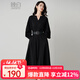 晚白【新品】2025秋款收腰顯瘦V領(lǐng)赫本風(fēng)裙子氣質(zhì)高級感系腰帶連衣裙 黑色 M