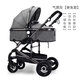 藍色童年（Bluechildhood）嬰兒推車(chē)高景觀(guān)可坐可躺多功能二合一雙向避震新生兒童寶寶手推車(chē) 黑管炫酷灰 四輪免充