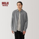 MUJI男式  法蘭絨 長(cháng)袖襯衫 男士襯衣外套 男裝上衣冬季空調衫 灰色 L (175/100A)