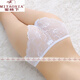 蜜桃下（MITAOXIA）性感蕾絲內褲女士低腰透明網(wǎng)紗三角褲美臀誘惑無(wú)痕底褲純棉襠短褲 白色 均碼 80-130斤