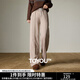 初語(yǔ)仿羊絨毛呢休閑褲女2025冬季新款高腰松緊腰窄版闊腿褲長(cháng)褲 燕麥色 M