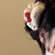 樂(lè )喵（LEMIAO）可愛(ài)蝴蝶結腮紅毛絨大餃子抓夾個(gè)性搞怪鯊魚(yú)夾秋冬發(fā)抓發(fā)飾女 腮紅蝴蝶結餃子抓夾  A09-103