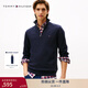 Tommy Hilfiger【半拉鏈立領(lǐng)】25秋冬新款男裝純棉平紋純色休閑通勤針織衫 【半拉鏈毛衣】藏青色FAP M （推薦：135-150斤）