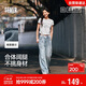 森馬（Semir）森柔牛仔丨牛仔褲女潮流顯瘦褲子25春秋季寬松闊腿褲109925124001