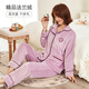 韓彩睡衣女法蘭絨秋冬加絨加厚情侶珊瑚絨女士家居服套裝 粉紫 L