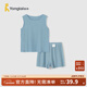 童泰（TONGTAI）嬰兒背心套裝夏季莫代爾寶寶衣服男女童外出抗菌無(wú)痕上衣短褲 藍色 80