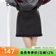 百圖（betu）女裝冬季新款半身裙高級感A字裙木耳邊設計裙子短裙2510T71 深灰 M