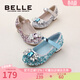 百麗（Belle）童鞋小女孩愛(ài)莎公主鞋夏季新款時(shí)尚單鞋女童亮片水晶鞋兒童皮鞋 粉色 28 腳長(cháng)17.5-18cm