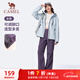 駱駝（CAMEL）加絨傘兵女褲寬松直筒戶(hù)外防潑水運動(dòng)褲 J25CA6L6017 葡萄紫 M