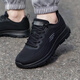 斯凱奇（Skechers）男鞋夏季2026新款網(wǎng)面透氣軟底輕便跑步鞋休閑中老年運動(dòng)鞋老人鞋 8790345-BBK 42.5