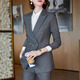 YINGBANI灰色西裝職業(yè)套裝女新款秋冬氣質(zhì)女神范時(shí)尚條紋西裝外套工作服 灰色西裝 M 【建議90-99斤】