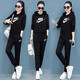 耐克（NIKE）女裝套裝 秋季新款經(jīng)典運(yùn)動(dòng)大logo衛(wèi)衣上衣外套休閑長褲 兩件套 經(jīng)典黑連帽衛(wèi)衣套裝/新到 L/165