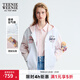 Teenie Weenie小熊女裝春秋季活力少女感拼接刺繡連帽開(kāi)衫衛衣外套 粉色 L