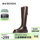 森達彈力高靴女冬季保暖休閑長(cháng)筒過(guò)膝靴ZTE48DG4 棕色單里 36