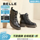 百麗（Belle）時(shí)尚百搭馬丁靴女商場(chǎng)同款休閑舒適牛皮甜酷短靴3NZ40DD4 黑色 38 (240mm)