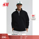 H&M男裝女裝衛衣2025新款加絨情侶休閑重磅潮流立領(lǐng)套衫1241739 黑色014 XL 180/116