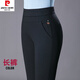 皮爾卡丹（pierre cardin）媽l媽褲子女春秋高腰彈力高腰直筒休閑長(zhǎng)褲2024新款中年女士褲 2101黑色松緊長(zhǎng)褲【單褲】 29/XL 【105-115斤】