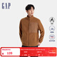 GAP男女裝拼接多口袋立領(lǐng)搖粒絨外套休閑上衣 棕色 L (175/96A)亞洲尺碼【偏大,建議拍小一碼】