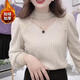 梵米興加絨加厚打底衫女秋冬2025新款半高領(lǐng)蕾絲上衣寬松內搭洋氣時(shí)尚 卡其色 L 建議110-120斤