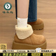 啄木鳥(niǎo)厚底增高加絨雪地靴女2025冬季新款毛毛棉鞋加絨保暖百搭勃肯短靴 駝色 37 (235mm)