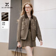 香影巴恩風(fēng)咖色翻領(lǐng)短外套女2026春季新款釘珠亮片含羊毛工裝夾克 咖色 L 165/88A/110-125斤