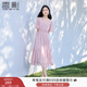 香影雪紡連衣裙女2025夏季新款氣質(zhì)垂感收腰溫柔風(fēng)粉色超仙方領(lǐng)裙 粉色 L 165/88A/110-125斤
