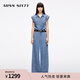 MISS SIXTY2025春季新款牛仔連體褲女復古工裝一體式連衣褲 中藍 L