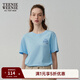 Teenie Weenie小熊女裝春裝清新簡(jiǎn)約圓領(lǐng)短袖T恤休閑通勤學(xué)院上衣 淺藍色 160/S