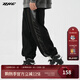 BJHG不計后果秋撞色美式環(huán)保麂皮絨休閑褲子男潮寬松運動(dòng)束腳長(cháng)褲 黑色 XL (140-160斤）