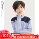 純一良品（CUNYI）童裝男童長(cháng)袖襯衫兒童條紋上衣秋季新款中大童時(shí)尚拼接襯衣 藍白條紋 170 cm