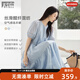 對白萊賽爾醋酸法式度假鏤空連衣裙女2025夏新款泡泡袖減齡A字裙 淺藍色 S