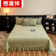 恒源祥法式復古冬季夾棉床蓋牛奶絨四件套荷葉邊被套加厚保暖珊瑚絨床品 山茶花語(yǔ)-綠 床蓋款 1.5m四件套被套200*230cm