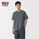 MUJI男式水洗粗棉線(xiàn)圓領(lǐng)短袖T恤 男士打底衫男款25年夏季男裝純色 炭灰色 XL (180/104A)